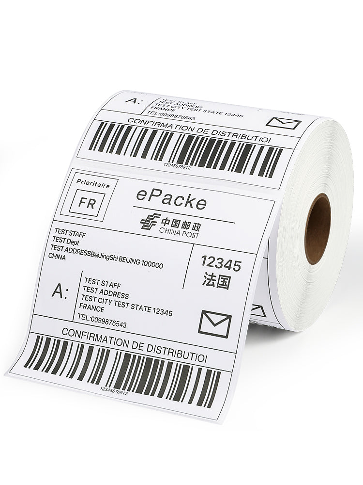 Sürətli çatdırılma tək üç davamlı termal etiket kağızı çap kağızı 100x100x150E Poçt termal kağızı Amazon fba AliExpress Temu transsərhəd e-ticarət öz-özünə yapışan barkod yığma xarici qutu etiketi