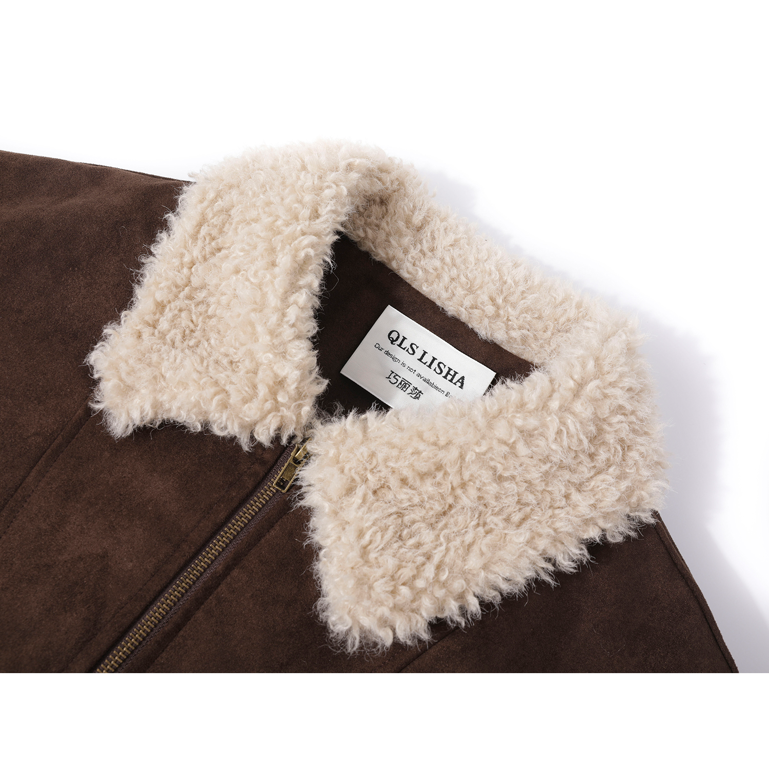 Qadınlar üçün Cholisa zamşa qalınlaşdırılmış sırınmış palto, 2026 payız və qış retro gödəkçə, Koreya üslubunda quzu yunundan hazırlanmış yaxalıq top