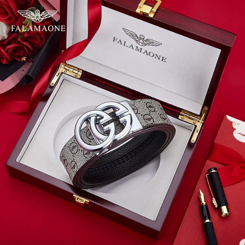 Falmani genuine leather belt for men, a practical birthday gift for husbands and stylish young men.