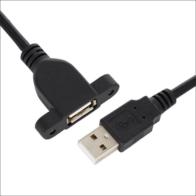 Vida deşikləri və qulaqları olan tam qapalı USB kişidən qadına məlumat uzatma kabeli USB kabel 0.3/0.5/1/1.5 metr