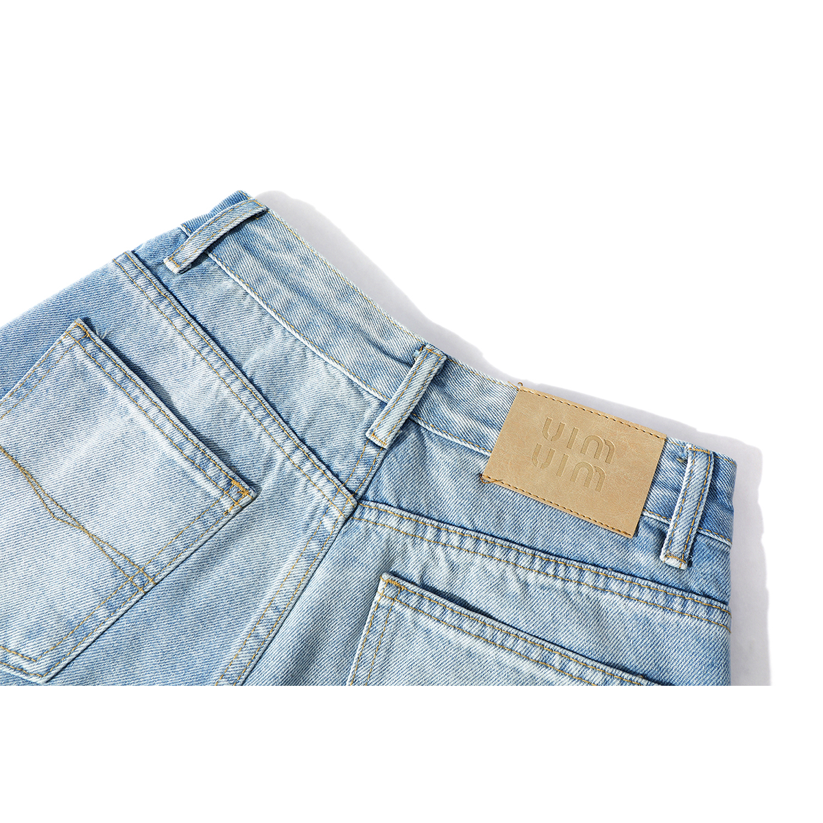 Chalisa yüksək belli arıqlama üçün düz, geniş ayaqlı, açıq rəngli cins şalvar, yeni yaz stili, qadınlar üçün dəbli və dəbli boş şalvar.