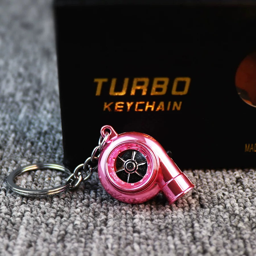 Audible TURBO car key ring, electric LED lights, turbine blade rotating key with pendant, creative decoration.