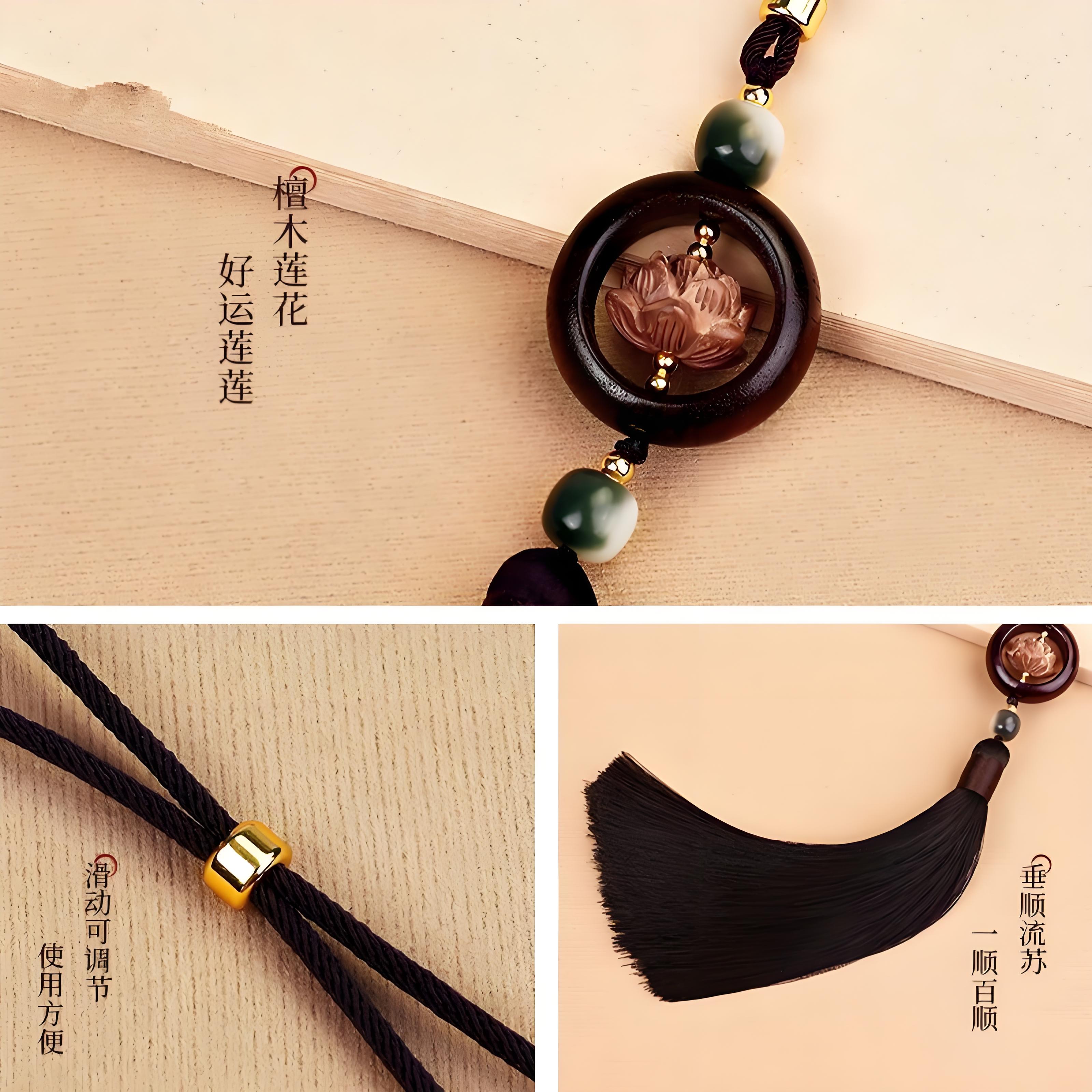 2025 Yeni Model Səndəl Ağacı Lotus Avtomobil Kulonu Yüksək səviyyəli Avtomobil Dekorasiyası Arxa Görünüş Güzgüsü Təhlükəsizlik Kulonu Uğurlar Cazibəsi