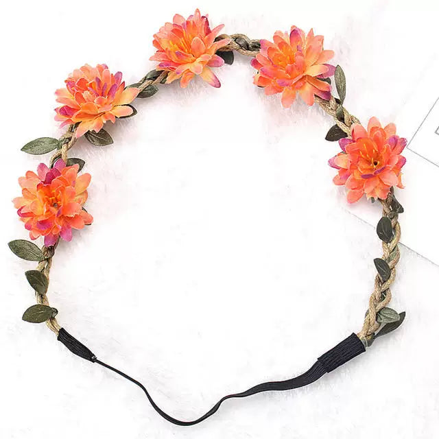 1 Piece Women Charming Floral Tiara Wedding Floral Headband Hairband A
