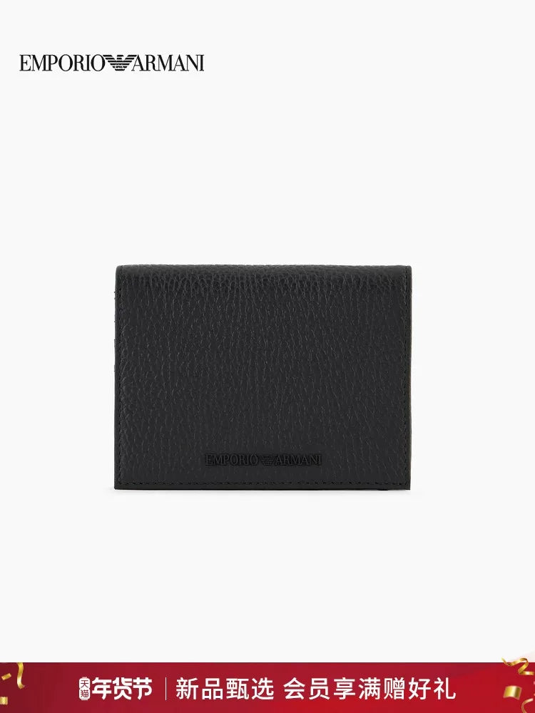 [Yeni il hədiyyəsi] EMPORIO ARMANI Kişilər üçün dana dərisindən hazırlanmış fermuarlı pul kisəsi/kart tutacağı