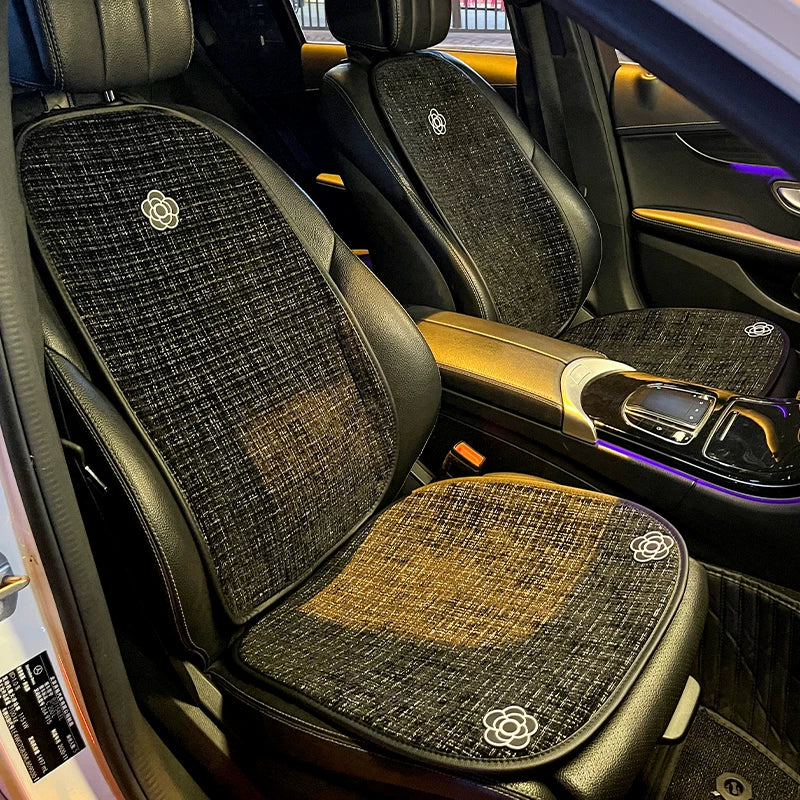 Linen car seat cushions, for all seasons, premium feel, new style, women's seat cover, star-shaped car seat cover and cushion set, five-piece.
