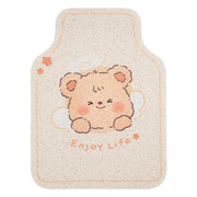 Puff Bear Car Floor Mats, Universal, Silk Loop, Stain Resistant, Wear Resistant, Waterproof, Easy to Clean, Cute Cartoon Style, Ideal for Women's Car Interiors