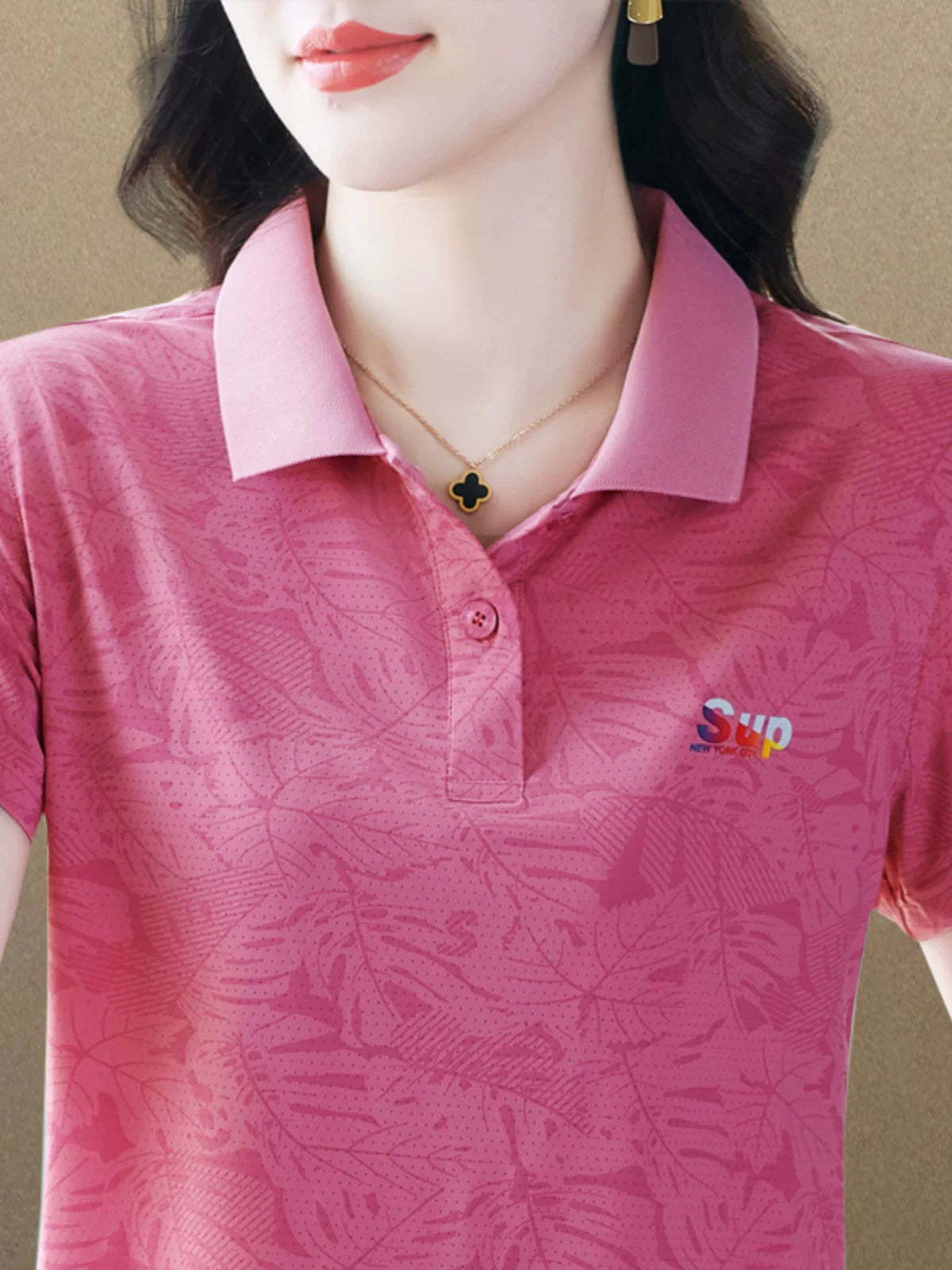 2026 Yay Nazik Açıq Qaçış Yakalı POLO Köynək Dəbli və Qərb üslublu Ana Buz İpəyi Tez Quruyan İdman T-shirti Qadınlar üçün