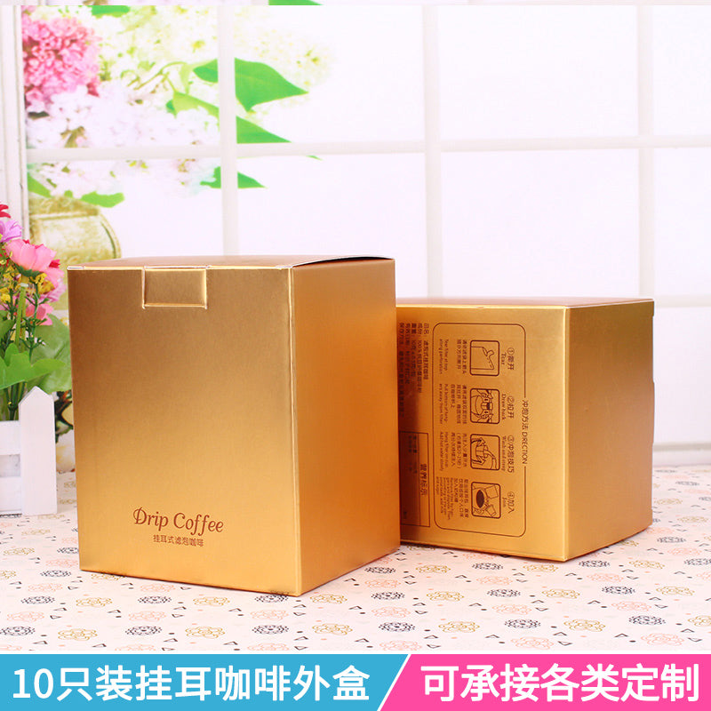 10 paket qulaqdan asılan qəhvə filtr torbası xarici qutu 10 asma qulaq əllə dəmlənmiş qəhvə paketi kağız qutusu asma qulaq qəhvə qablaşdırma qutusu