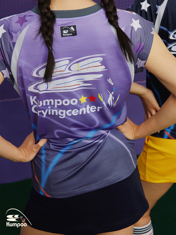 Xunfeng badminton geyimi qadın tez quruyan idman geyimi qadın zirvələri arıqlama qısaqol köynək ağlayan mərkəzi birgə stil yarışma geyimi