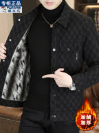 Ağacdələn Payız/Qış Kişilər üçün Yüksək Keyfiyyətli Yun Astarlı Dəbli Yaxalıqlı Gündəlik Gödəkçə