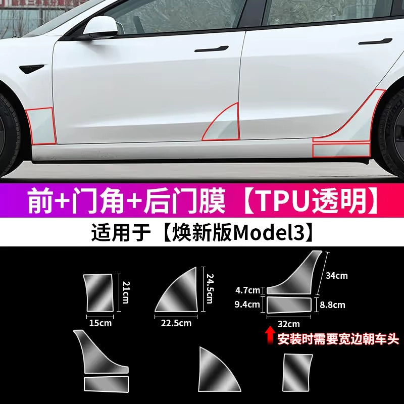 Tesla Yeni Versiya Modeli/Yl/3-ə aiddir Arxa Qapı Sıçramaya Qarşı Film Qapı TPU Ekran Qoruyucusu Bərpa Aksesuarları