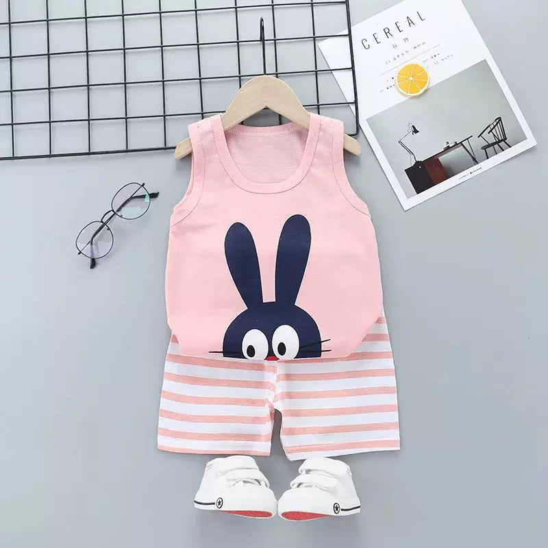 2PCS Uşaq Geyim Jilet Kostyum Uşaq Dəstləri Summer Cott - 2