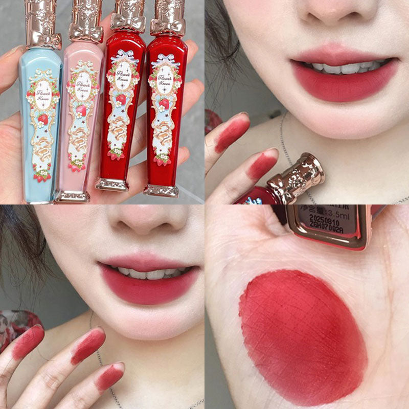 Flower Knows Çiyələk Rokoko Dodaq Kremi, Dodaq Boyası, Dodaq Palçığı, Payız/Qış Parlaqlaşdırıcı Dodaq Parıldadıcısı, Çılpaq Rənglər, Mat Məxmər Sonluq