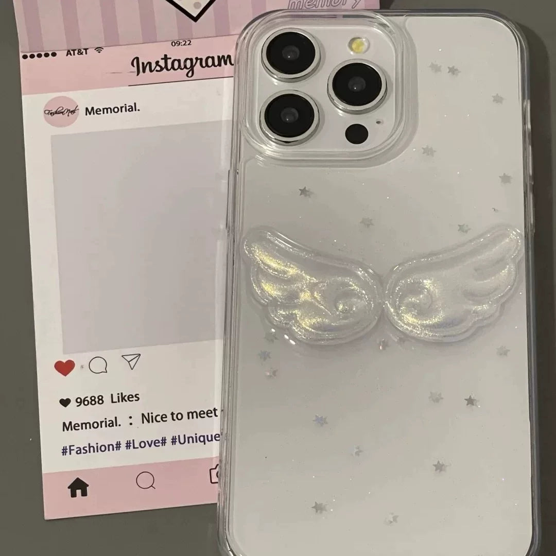 Yapon və Koreya Epoksi üçölçülü parıldayan qanadlar iPhone 17 16promax mobil telefon qutusu iPhone15 yeni 14PRO Apple 13 12mini yumşaq qabıq 11pro düşməyə qarşı qoruyucu örtük XS hər şey daxil