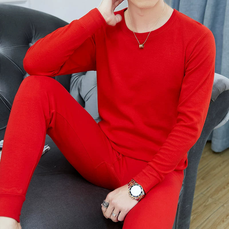 Kişilər üçün 100% Pambıqdan Payız və Qış üçün Termal Alt Geyim Dəsti, Sincan Təmiz Pambıqdan Əsaslı Köynək, Dəyirmi Yaxalıq, Jakarlı Termal Alt Geyim, Dəbli Kişi Geyimləri