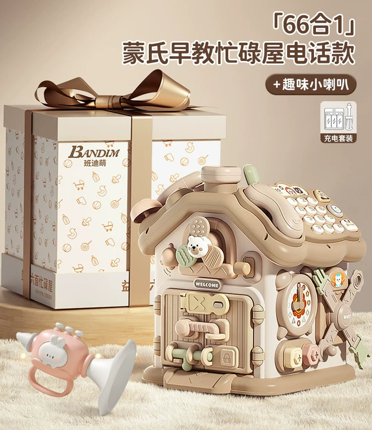 0-3 yaşlı uşaqlar üçün altıbucaqlı körpə oyuncağı, erkən uşaqlıq təhsili, Montessori səbəb-nəticə əlaqəsi, məşğul qutu, forma uyğun ev