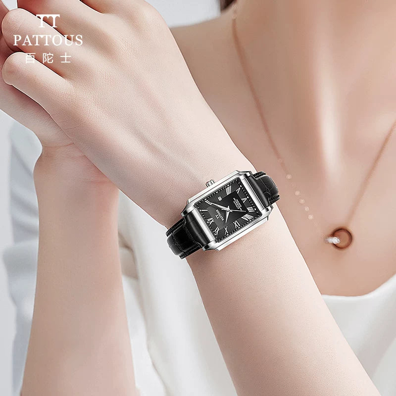 Besto kvadrat qadın saatı, dəbli və sadə mexaniki saat, suya davamlı, dəbli Yapon və Koreya üslubunda qadın saatı, kvars saat.