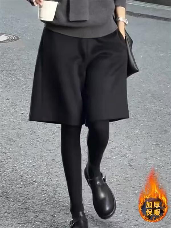 Qadınlar üçün qalınlaşdırılmış yun şalvarlar, 2026-cı ilin yazında dəbli yeni model, böyük ölçüdə, yüksək belli, dəbli, əyri bədən quruluşlu qadınlar üçün geniş şalvarlar.