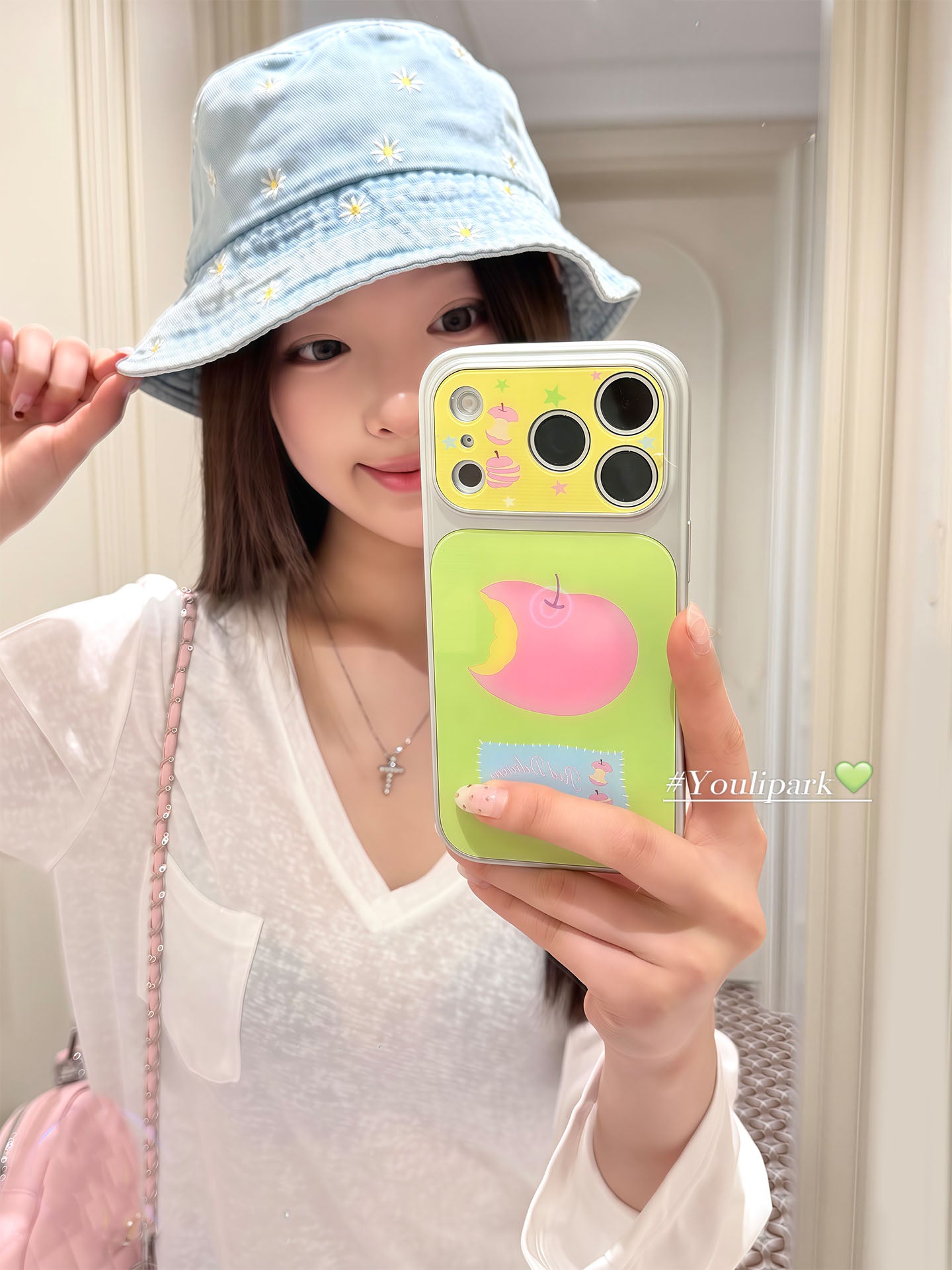 Yuri Park ins Koreya Bahar Əhəng Kontrast Rəng Çəhrayı Apple İllüstrasiyası 17 17pro Apple 17ProMax mobil telefon qutusu iPhone16 hər şey daxil 14 yeni 16Promax qoruyucu örtük 13