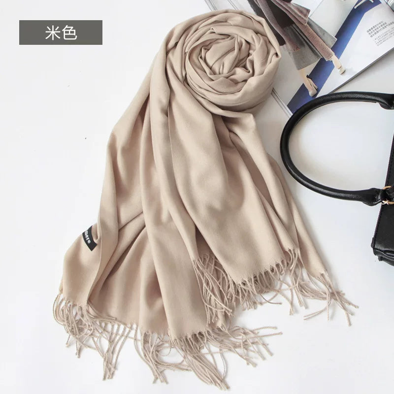 2024 monoxrom püskül şal qalınlaşdırılmış qış şarfı