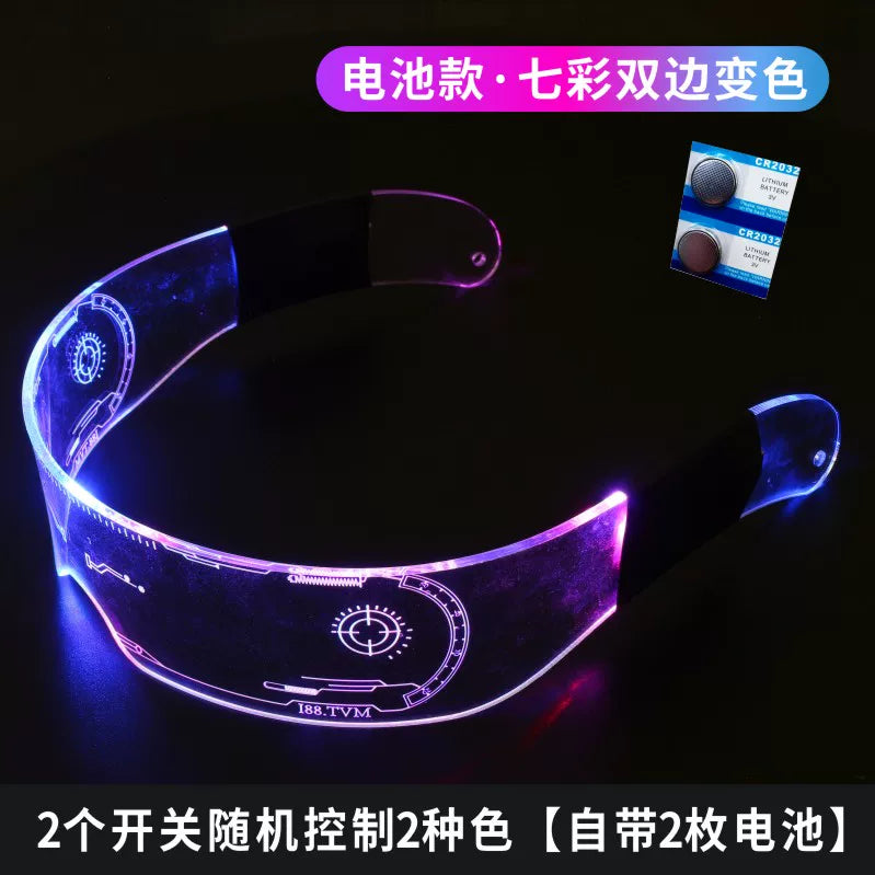 Cyberpunk LED işıq yayan eynəklər İnternet məşhuru rəng dəyişdirən avadanlıq gələcək texnologiya hissi uşaq performans rekvizitləri elmi fantastika trendi