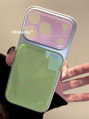 Hinlucky Koreya ins yaşıl fon çəhrayı kiçik çiçəkli Apple 17 mobil telefon üçün uyğundur iphone16promax elektrolizlənmiş akril 15 yeni qadın 16 düşməyə qarşı qoruyucu örtük 17pro super yaraşıqlı