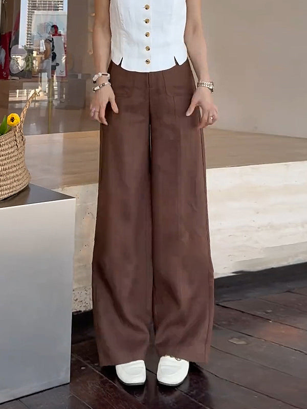 Qadınlar üçün Böyük Ölçülü Arıqladıcı Kətan Düz Ayaqlı Geniş Ayaqlı Şalvar, 2026 Yeni Yay Modeli, Boş Formalı, Dərindən Düzəldilmiş, Əyri Bədənli Qadınlar üçün Dar Gündəlik Şalvar