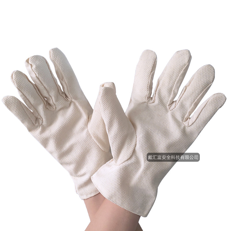 Kətan nöqtəli muncuq əlcəklər polyester pambıq parça nöqtəli plastik əməyin mühafizəsi qoruyucu əlcəklər sürüşməyə qarşı nəfəs ala bilən neft sahəsində əməyin mühafizəsi birbaşa satış