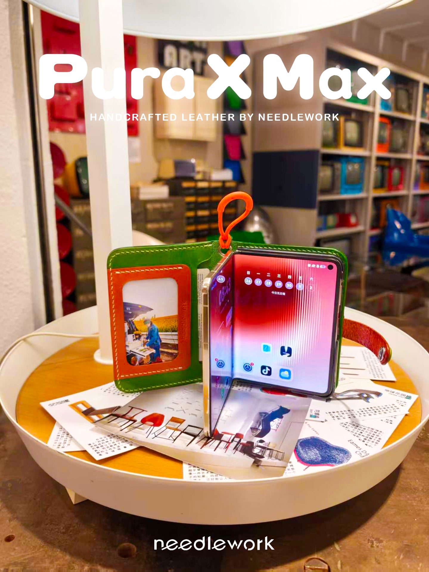 İki iynə və bir xətt Huawei puraxmax mobil telefon qutusu üçün uyğundur, yeni geniş qatlama notebook qoruyucu qutusu PuraXMax Kolleksiyaçı Buraxılış foto çərçivəsi sikkə kartı çantası lanyard yıxılmağa qarşı hər şey daxil qoruyucu örtük