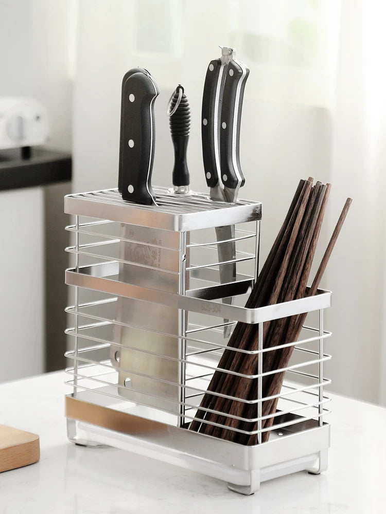 onlycook 304 paslanmayan poladdan bıçaq tutucusu çubuq tutucusu inteqrasiya olunmuş mətbəx bıçağı yemək çubuğu saxlama rəfi mətbəx bıçağı saxlama rəfi