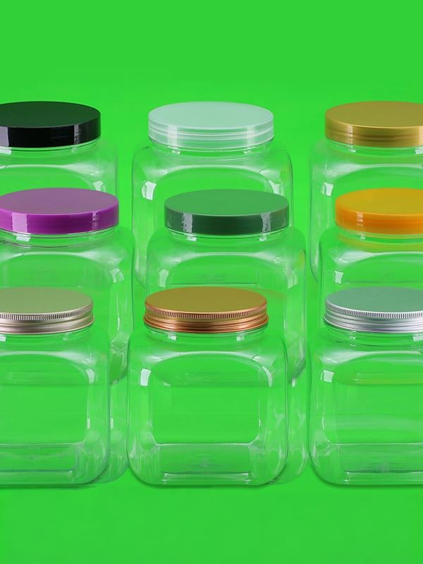 Kvadrat plastik şüşə 2 kq bal şüşəsi şəffaf qatılaşdırılmış pet qidası boş banka kvadrat möhürlənmiş banka 1000 ml