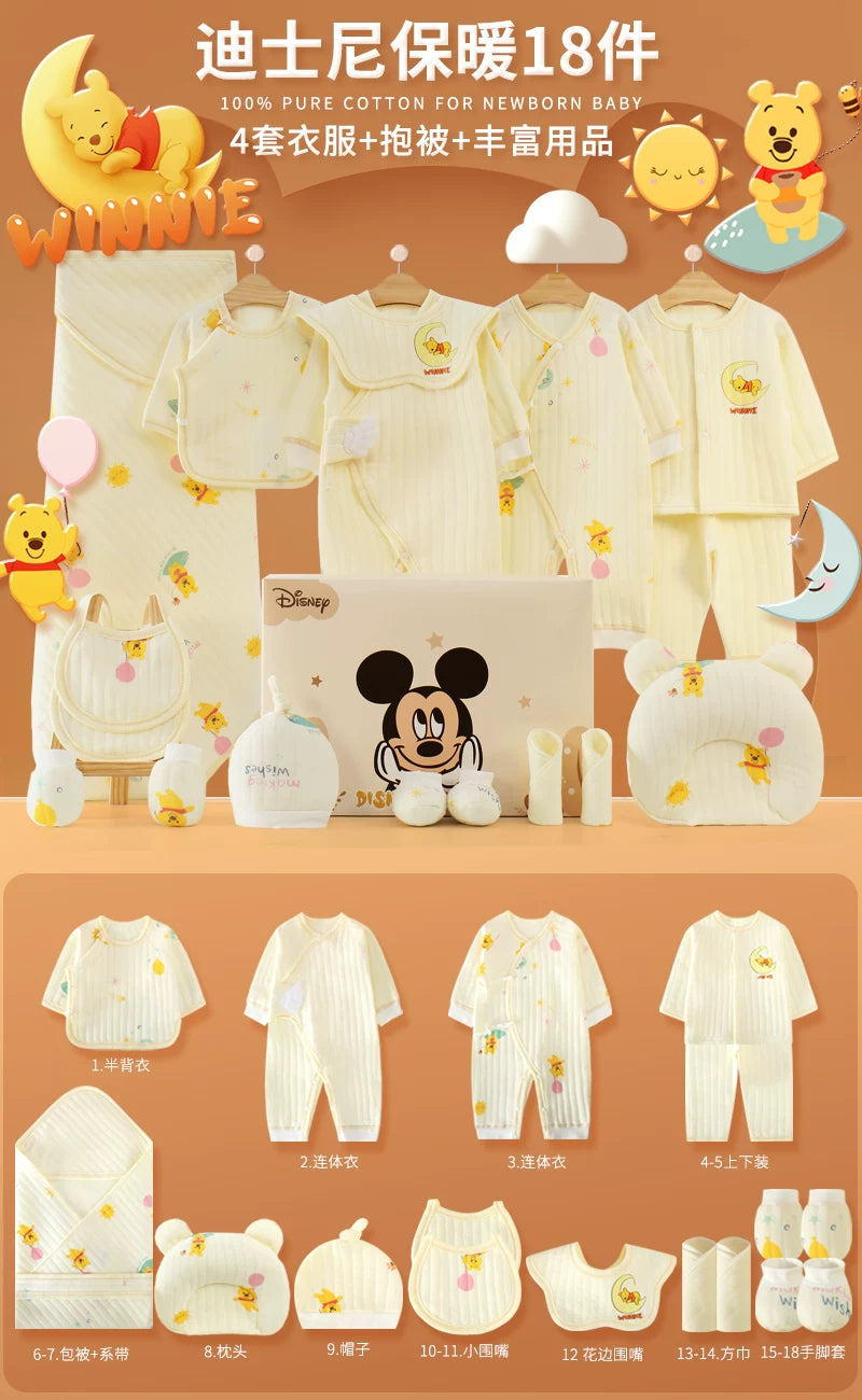 Disney təmiz pambıqdan hazırlanmış payız və qış üçün hədiyyə geyim dəsti, yeni doğulmuş körpələr, körpələr və bir aydan yuxarı körpələr üçün.