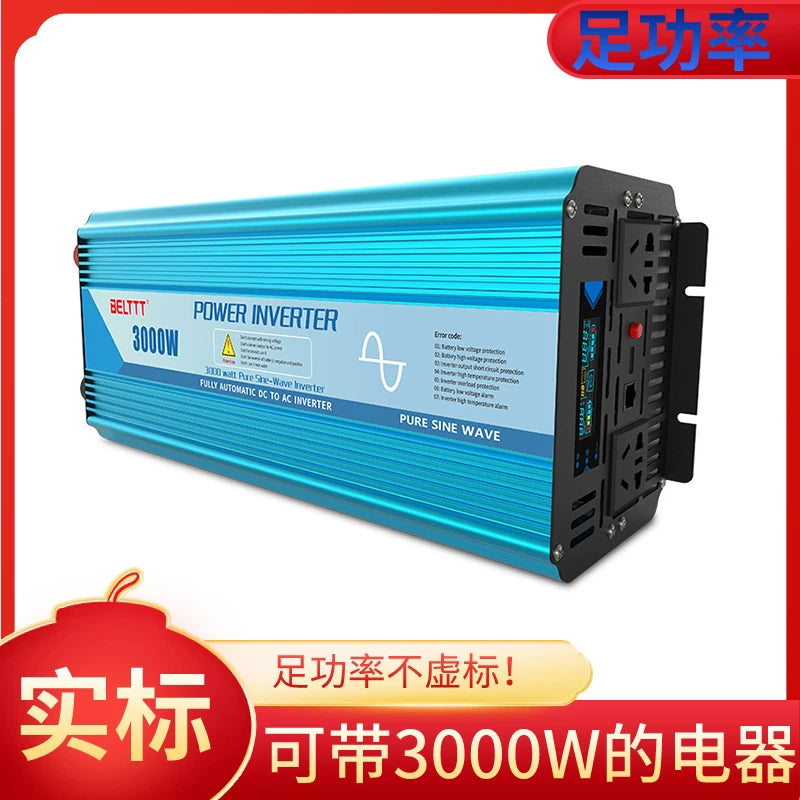 Vehicle inverter converter, 12V/24V to 220V high power pure sine wave inverter, truck and car inverter.