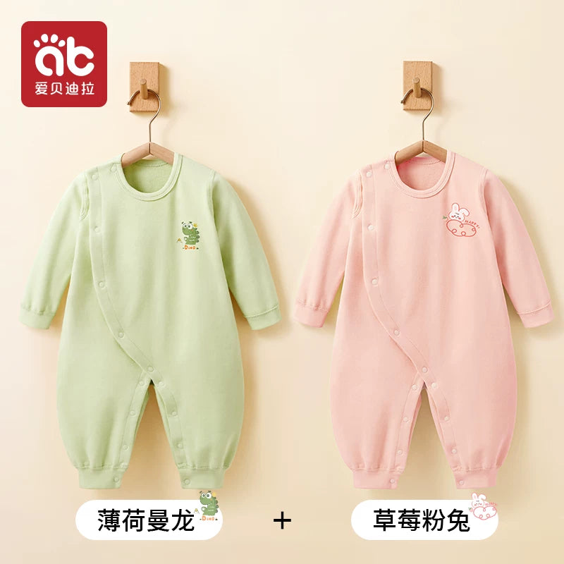 Körpə bodi qış geyimi, yeni doğulmuş körpə üçün A sinifli sıx oturan paltarlar, oğlan və qız körpəsi üçün əsas təbəqə təmiz pambıq pijama qış