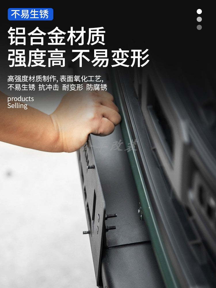 In accordance with the new traffic regulations, the Ford Bronco modified aluminum alloy front bumper is applied to the lower license plate bracket/number frame