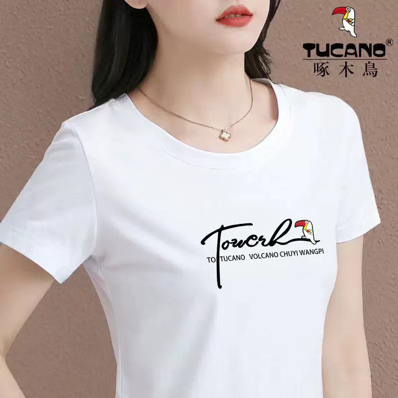 Clearance Pikap Ağacdələn Böyük Brend Xüsusi Qiymət Yeni Yay Təmiz Pambıq İncə Qısaqol Qısaqol Qadın T-shirti Böyük Ölçülü Gündəlik Top