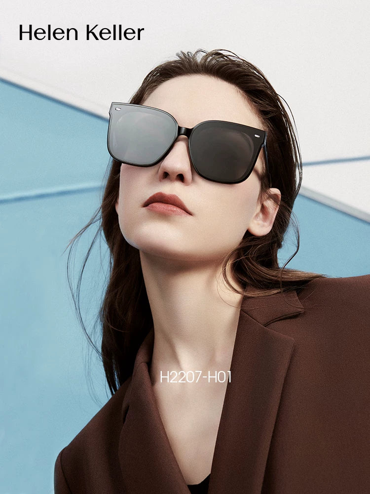 [Liu Shishi ilə eyni üslub] Helen Keller kişilər üçün moda eynəkləri, qadınlar üçün anti-UV polarizasiyalı gün eynəkləri, H2207