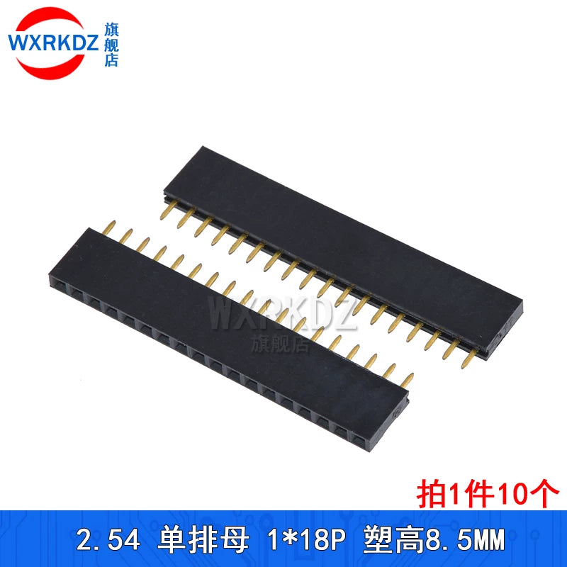 Tək sıra dişi 2,54 mm tək sıra qadın başlıq pin başlığı 1*2p/3/4/5/6/7/8/9/10P-1x40p