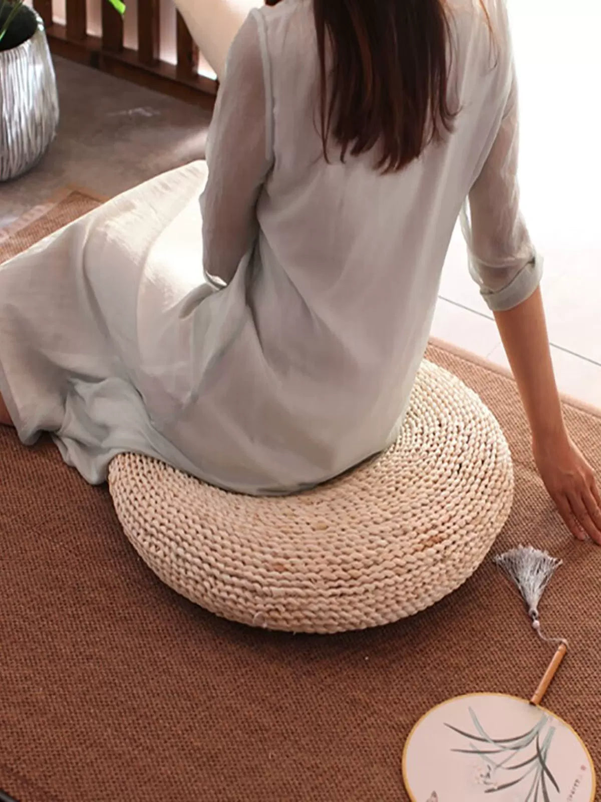 Futon yastığı, tatami yastığı, Yapon futon döşəyi, meditasiya dəyirmi meditasiya döşəyi, samandan toxunmuş döşəmə döşəyi