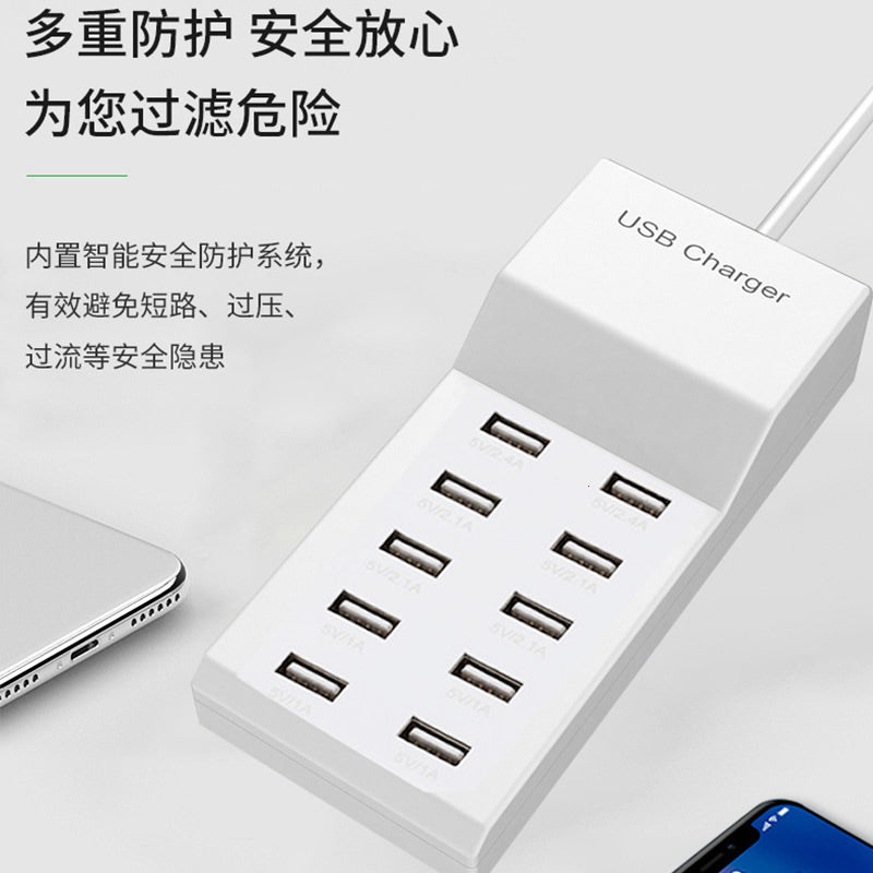 10 portlu şarj cihazı USB zolağı çox portlu ağıllı sürətli şarj cib telefonu şarj cihazı 5V2A mobil telefon universal şarj cihazı