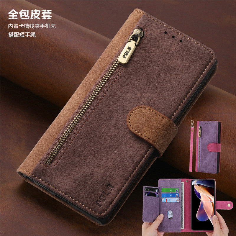 Compatible with the Honor 400 Pro phone case with exterior version, cover, card slot, leather case, shockproof protective case, wristband, wallet, high-end color block Hong Kong version phone case.