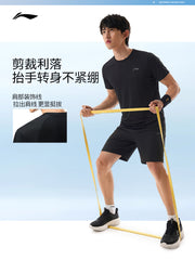 Li Ning tez quruyan kişi idman kostyumu 2026 yeni yay qaçış qısaqol buz ipək şort fitness tops idman geyimi