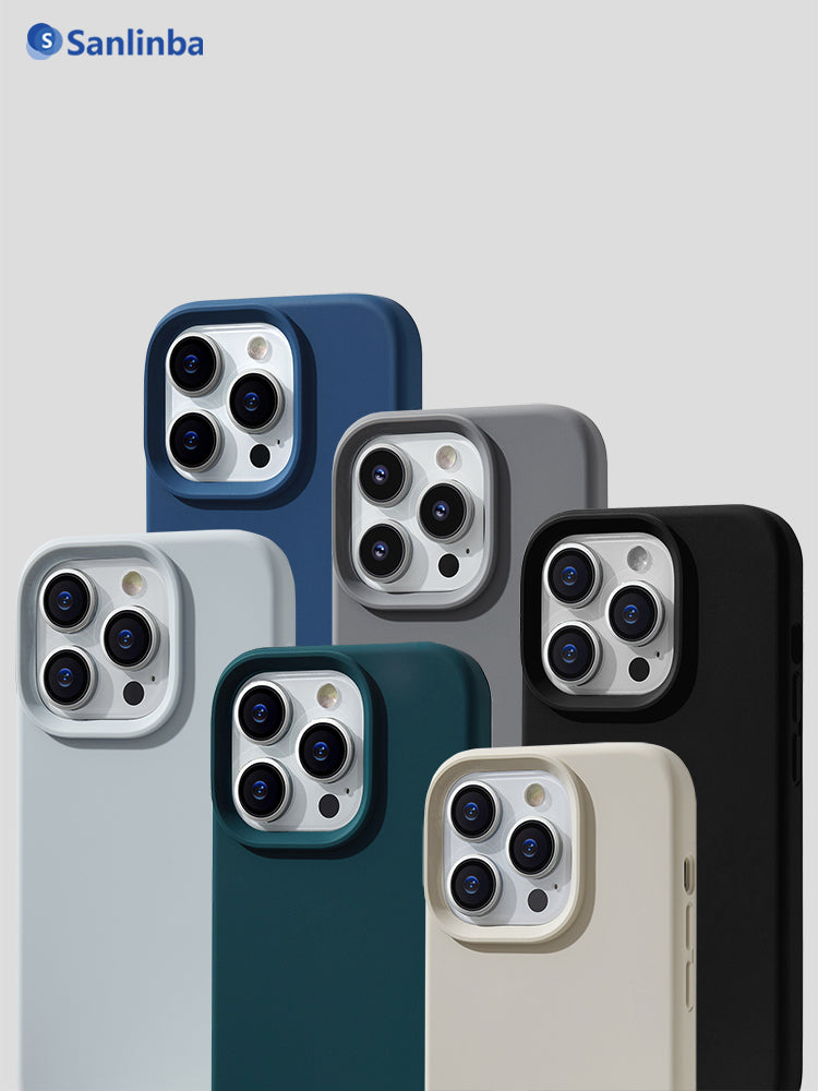 Sanlinba'nın yeni maye silikon maqnit telefon qutusu Apple iPhone17ProMax/16Pro/15/14/MagSafe mobil telefon qutusu, qabaqcıl sadə cütlük yıxılmağa qarşı qoruyucu qutu üçün uyğundur.