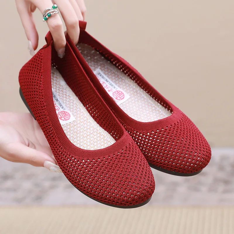 Yay Yeni Böyük Ölçülü Qadın Ayaqqabıları Moda Mesh Hollowed Ou