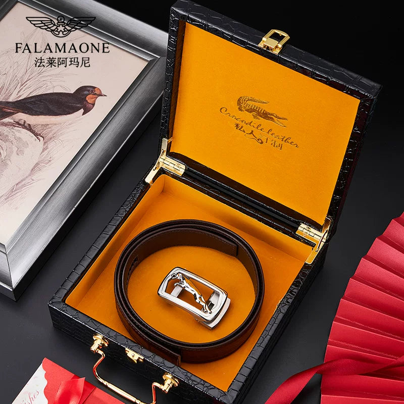 Kişilər üçün Armani Timsah Dəri Kəmər, Yüngül lehimli Avtomatik Toka, Qəşəng Gündəlik Orijinal Dəri Şalvar Kəmər, Sadə Kişi Bel Kəməri