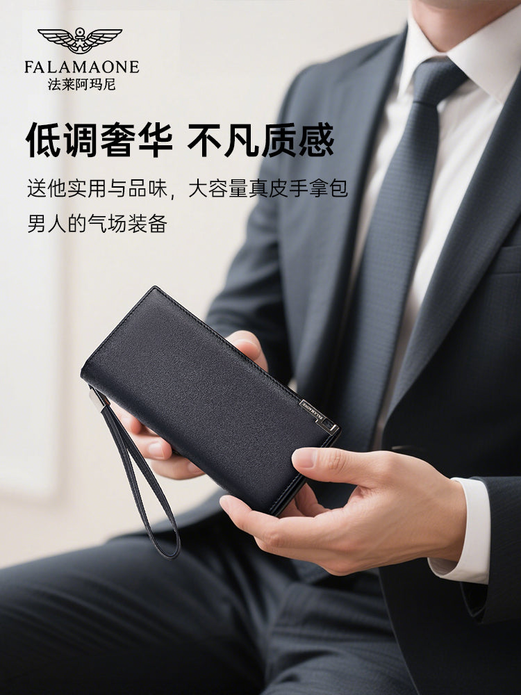 Fala Armani Kişi Uzun Dəri Cüzdan, 2025 Yeni Stil, Yüksək Səviyyəli Hədiyyə Qutusu, Sevgiliniz üçün Mükəmməl Hədiyyə, Çanta/Cüzdan