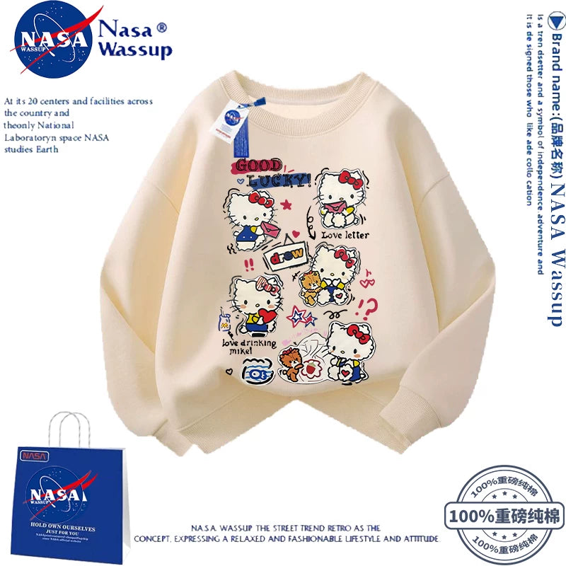 NASA Şirin Cizgi Filmi Pişik Pişik Sviteri Qızlar üçün, Yeni Yaz/Payız/Qış Stilində, Çoxfunksiyalı Boş Oturacaqlı, Ana-Qız Geyimi