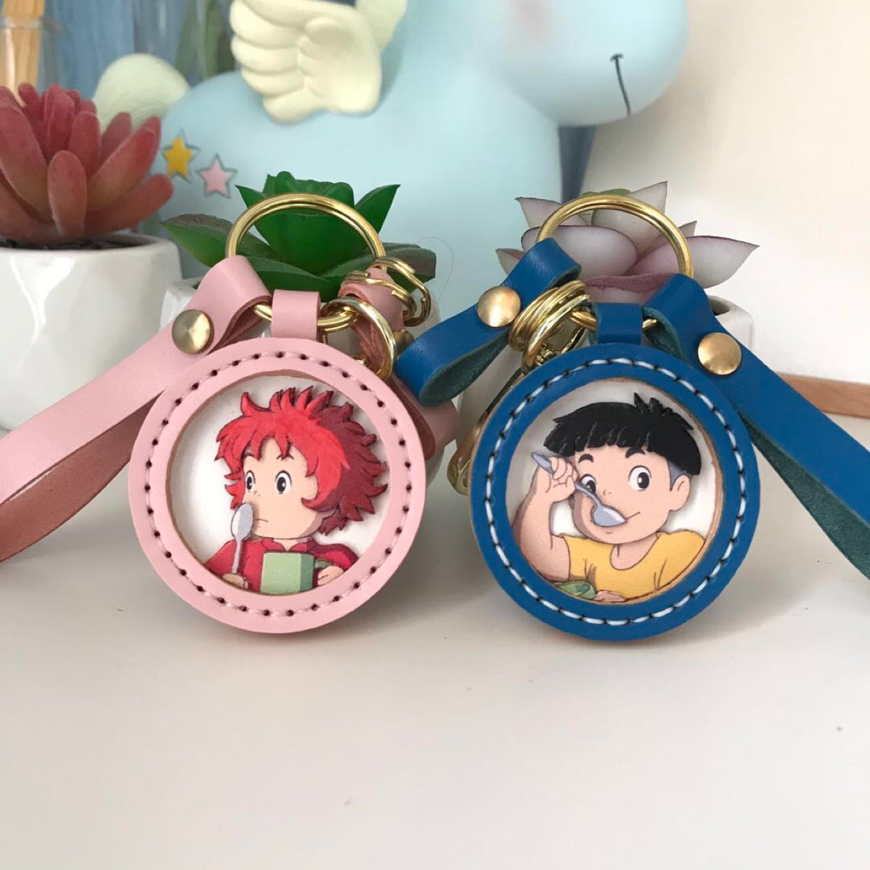 Ponyo Sosuke açar zənciri, əl işi, yaradıcı, fərdiləşdirilmiş avtomobil açarı kulonu, çanta şarfı, cütlüklər üçün ad günü hədiyyəsi.