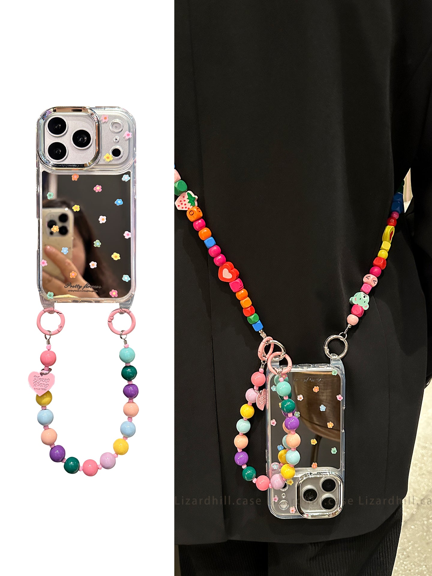 lizardhill güzgü rəngli kiçik çiçəkli Apple 17promax cib telefonu qutusu 16pro yeni iphone15pro qadın 14pro çarpaz kəmər lanyard 13 niş super yaraşıqlı